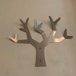 Modern 3-D Silver Wall Tree Jewelry Holder